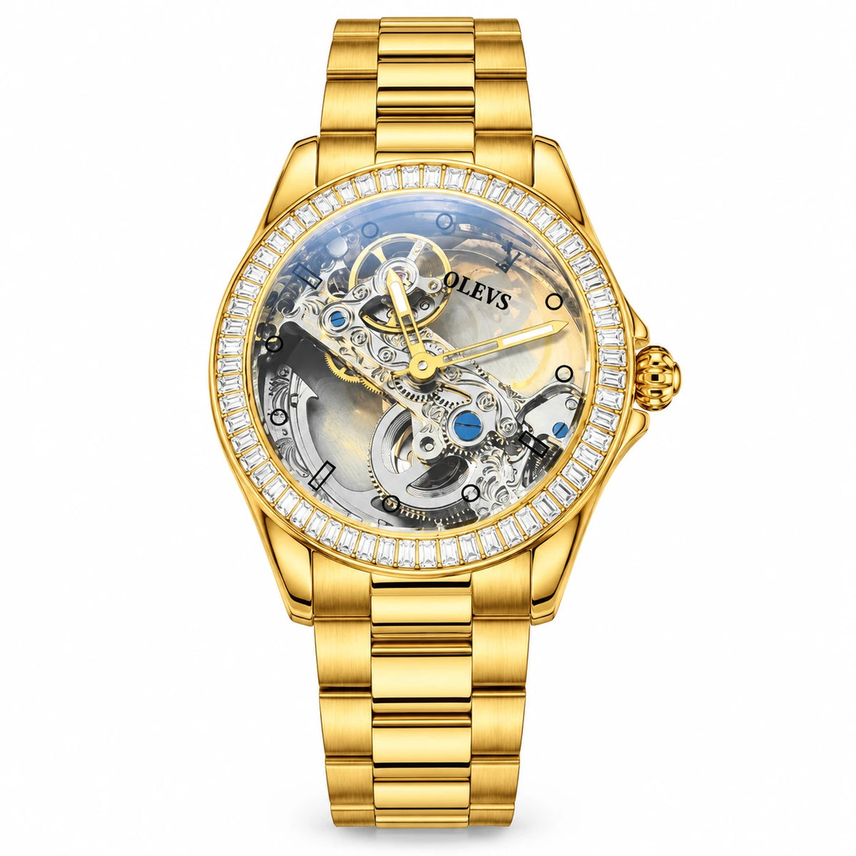 Montre Squelette Automatique Femme à Bracelet Acier - Steel All Gold