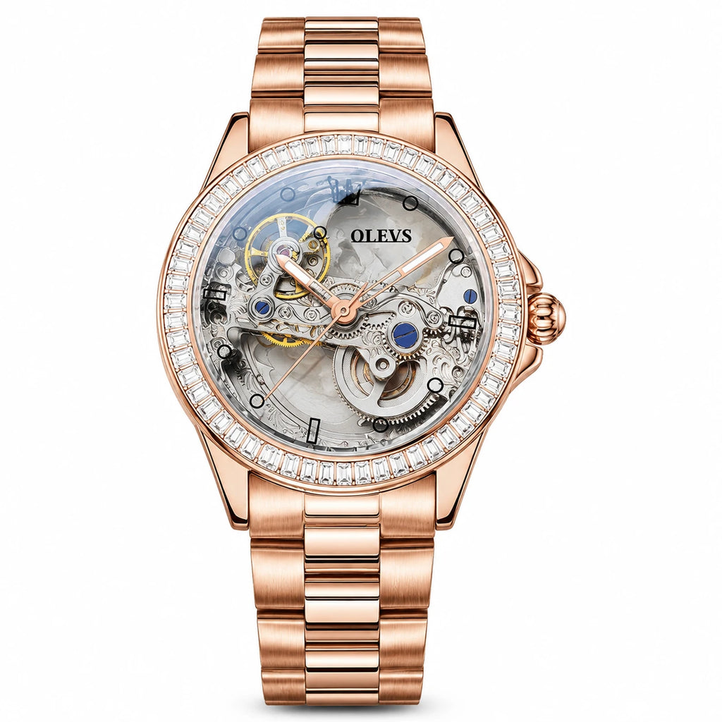 Montre Squelette Automatique Femme à Bracelet Acier - Steel All Rose