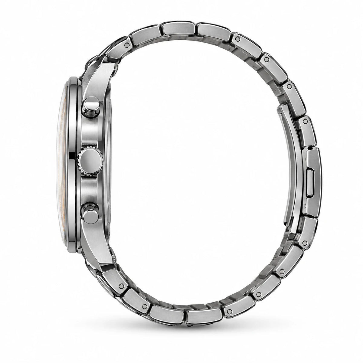 Montre Squelette Femme Mécanisme Apparent Bracelet Acier Orné - Photo côté