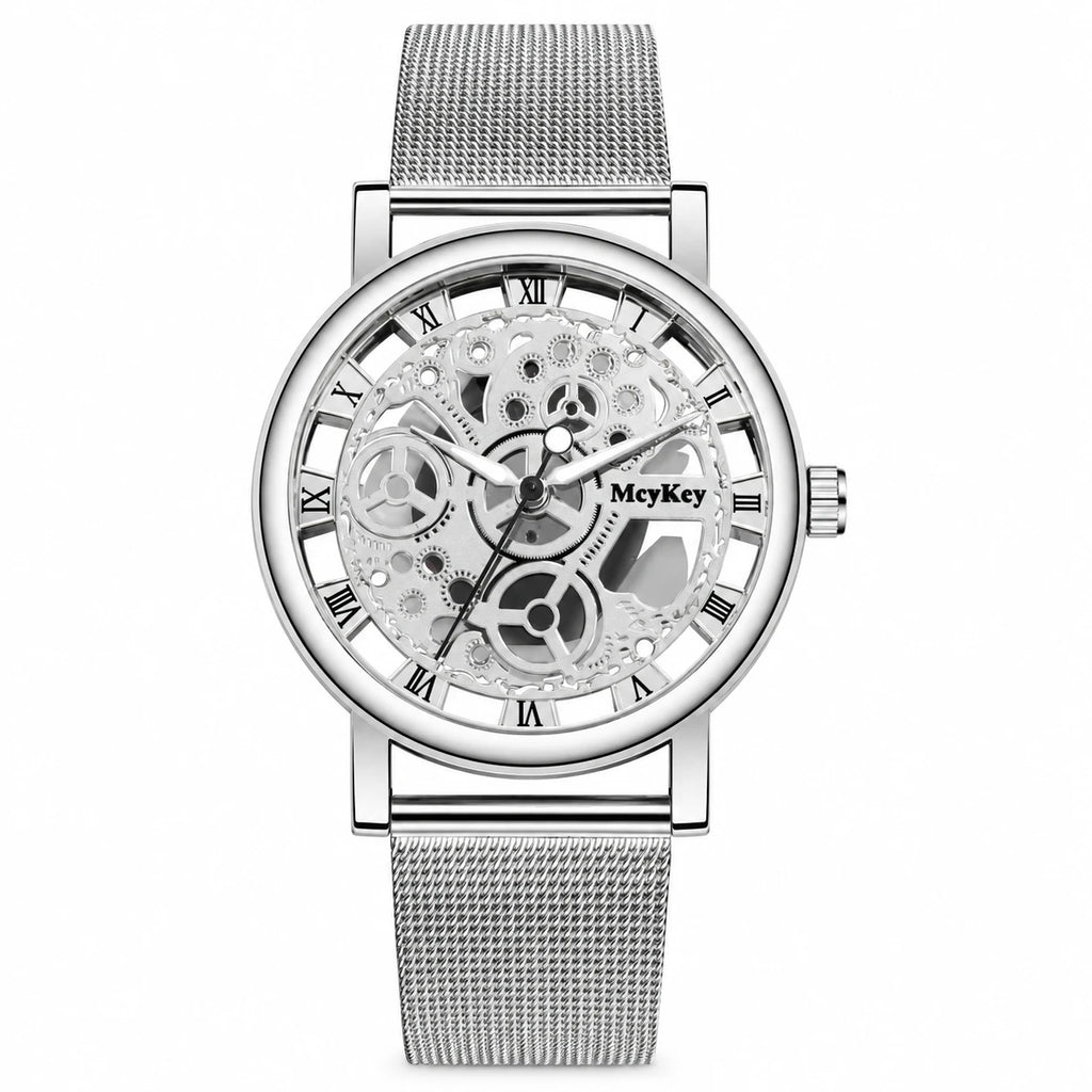 Montre Squelette Mécanique Maille Milanaise - 3 Coloris - Argent