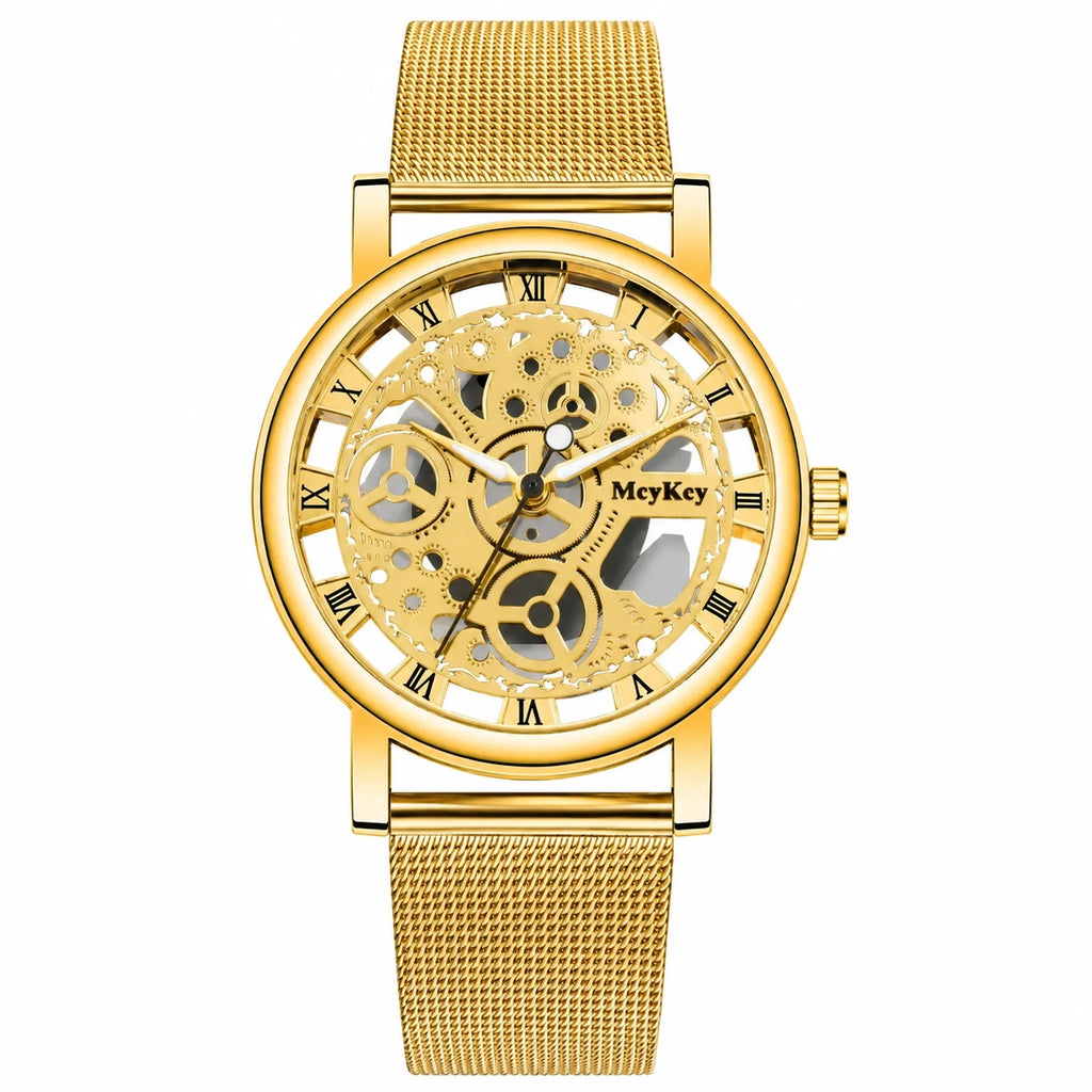 Montre Squelette Mécanique Maille Milanaise - 3 Coloris - Or