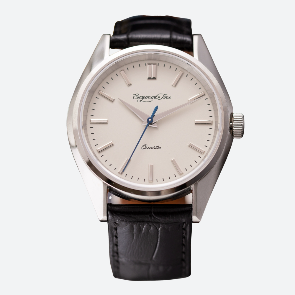 Montre Vintage Homme Quartz Minimaliste avec Bracelet Cuir Noir