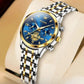 Montre Chronographe Femme Cadran Bleu Toi & Bracelet Bicolore dans son boitier