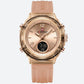 Montre Chronographe Femme Rose Doré Cadran Digital sur fond gris