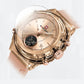 Montre Chronographe Femme Rose Doré Cadran Digital Zoom sur le verre 