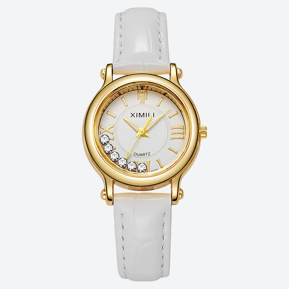 Montre Luxe Quartz Femme Cuir Cadran Doré Style Élégance