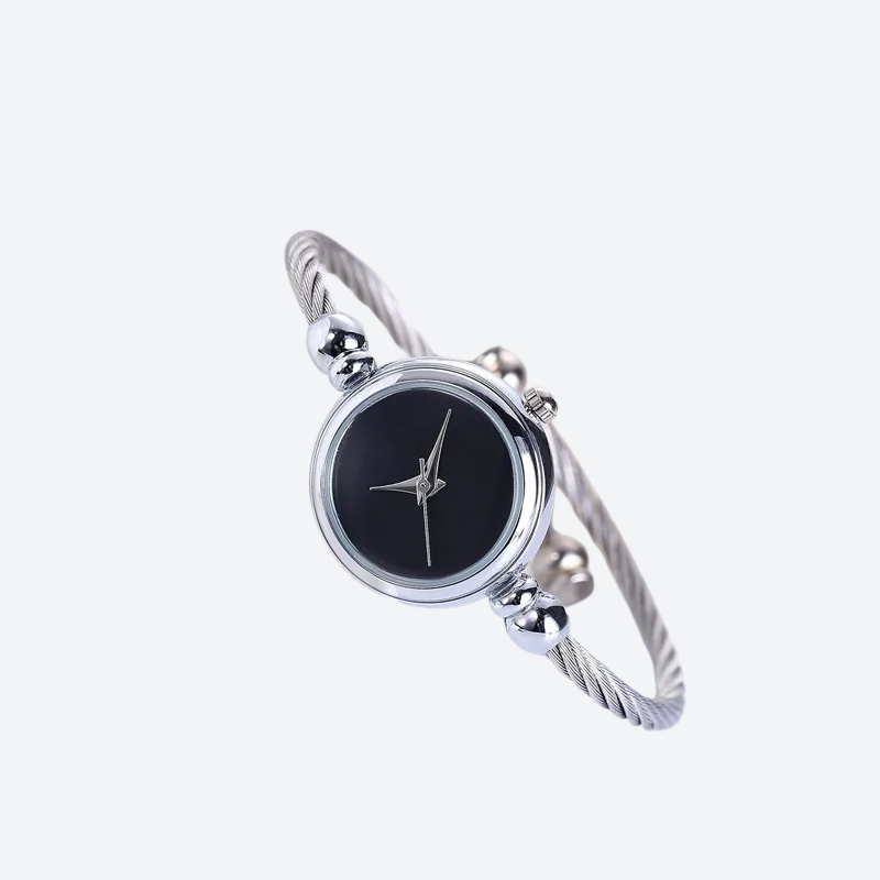 Montre Luxe Quartz Femme Bracelet Jonc Torsadé Style Bijou