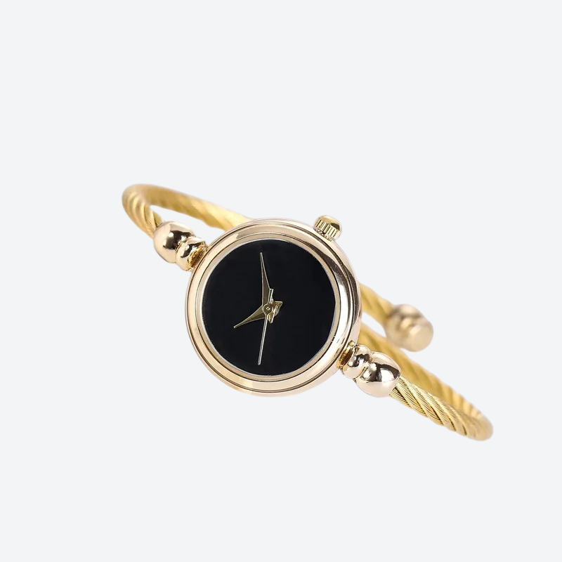 Montre Luxe Quartz Femme Bracelet Jonc Torsadé Style Bijou