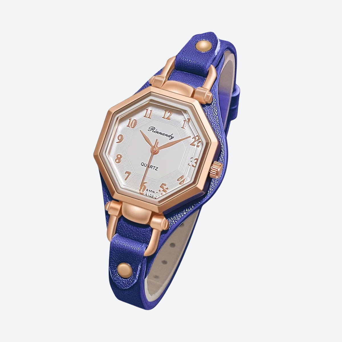 Montre Luxe Quartz Femme Cuir Octogone Style Élégant