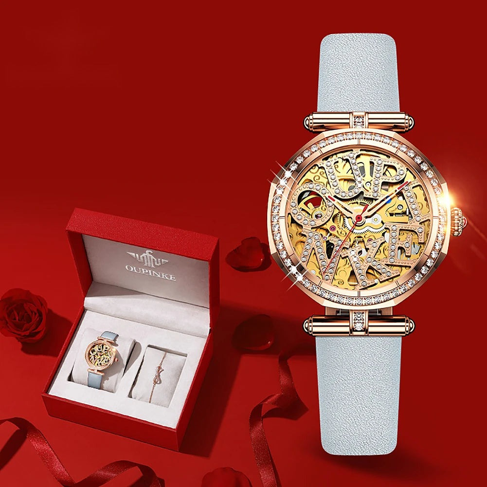 Montre automatique squelette femme