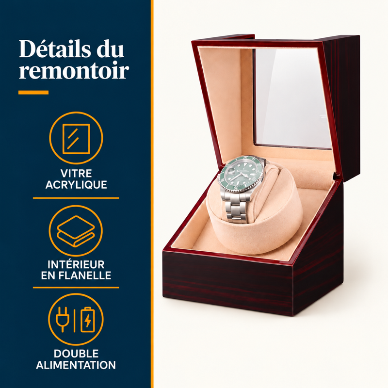 Remontoir pour montre automatique simple : détails techniques