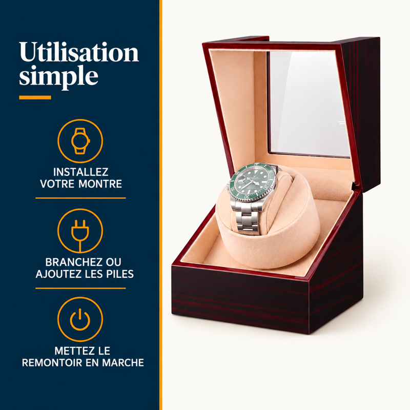 Remontoir pour montre automatique simple : utilisation en trois étapes
